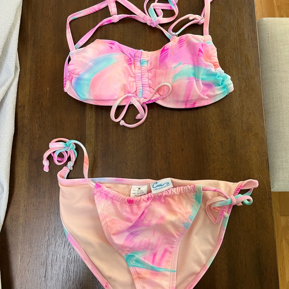 California Waves Colorful Tie-Dye String Bikini Set